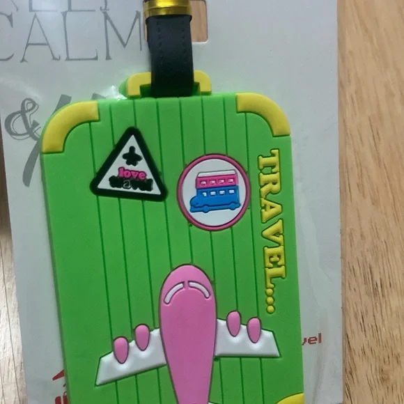 Green and Pink Airplane Luggage Tag - Picture 3 of 4